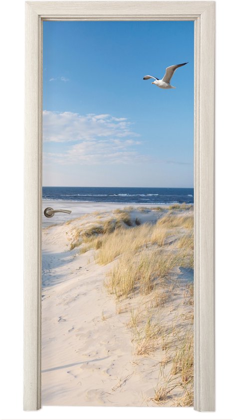 Foto: Deurposter 90x215 cm deursticker duin meeuw strand zee zon meubelfolie zelfklevend deurfolie woonkamer interieurfolie fotobehang deur plakfolie deurstickers deurbehang sticker kamer decoratie