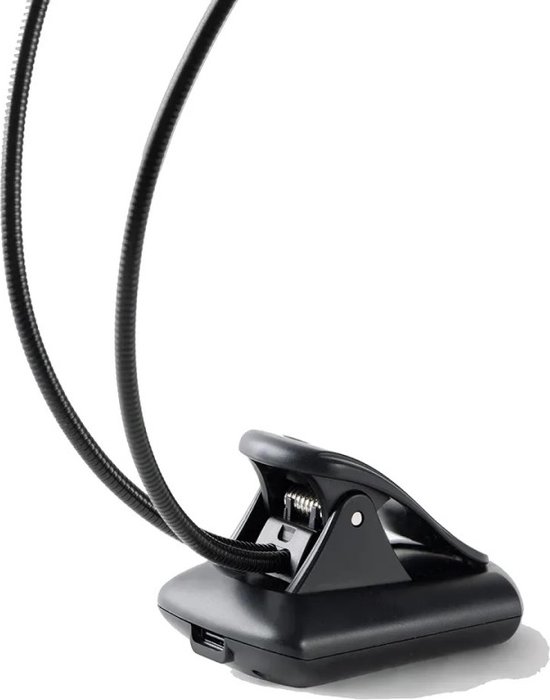 Zwarte K&M lessenaarlamp basis met clip en USB-poort.