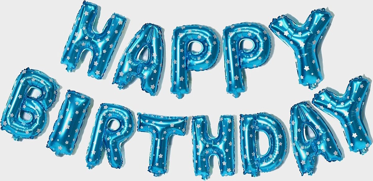 40cm Happy Birthday Slinger Ballon Blauw met witte Sterren/ Gelukkige Verjaardag/ Brief Folie Ballonnen/ Set Party Decoratie/ Verjaardag Versiering/ Aluminium Folie Ballon/ Verjaardagsfeestje Decoratie/ Kinderen en Volwassenen feestje…1 Stuk