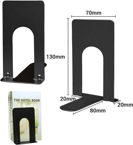 MAUL Boekensteun van aluminium (2 stuks) 10 x 8 x 10 cm, boekenhouder, organizer voor kinderen, boeken, kantoor, plank, boekensteun in stijlvol aluminium design, meubelvriendelijke boekenhouder