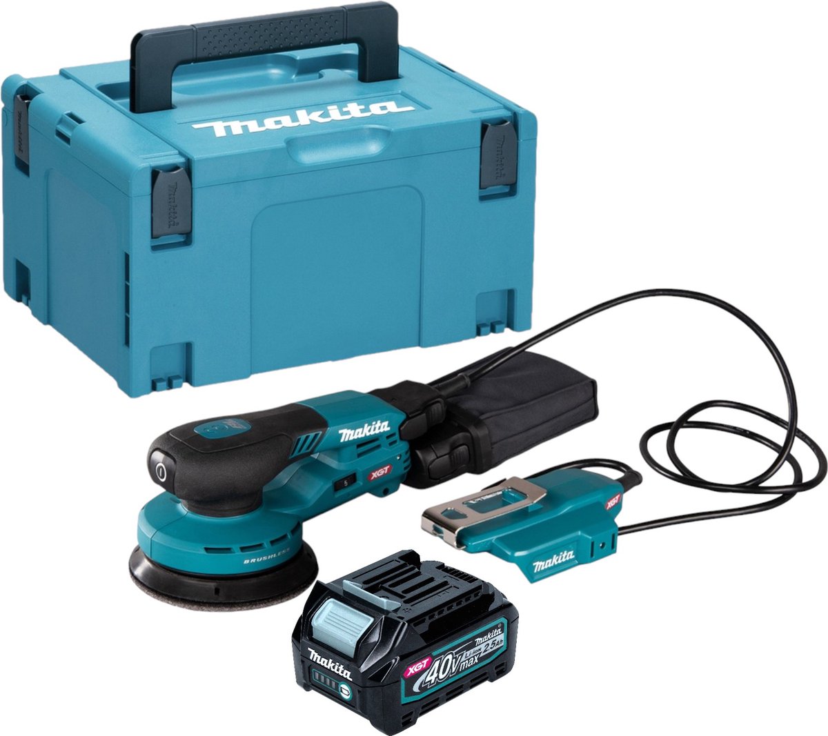 Makita BO 003 CGD101 Accuschuurmachine 40 V max. 125 mm 3,0 mm slag Borstelloos + 1x accu 2,5 Ah + Makpac - zonder lader