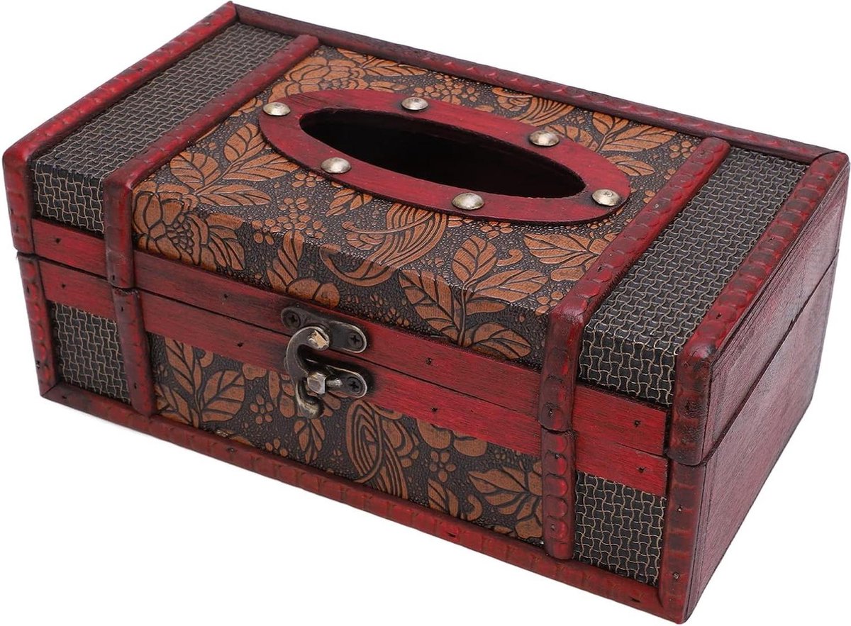 Grote Capaciteit Vintage Houten Tissue Box - Tissue Dispenser Duurzaam Hout - Klassieke Textuur Tissue Houder