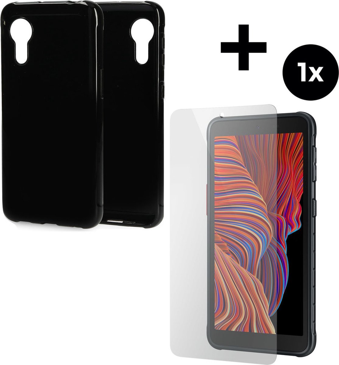 Mobiparts Classic TPU hoesje geschikt voor Samsung Galaxy Xcover 5 met 1 Screenprotector van Gehard Glas - Zwart
