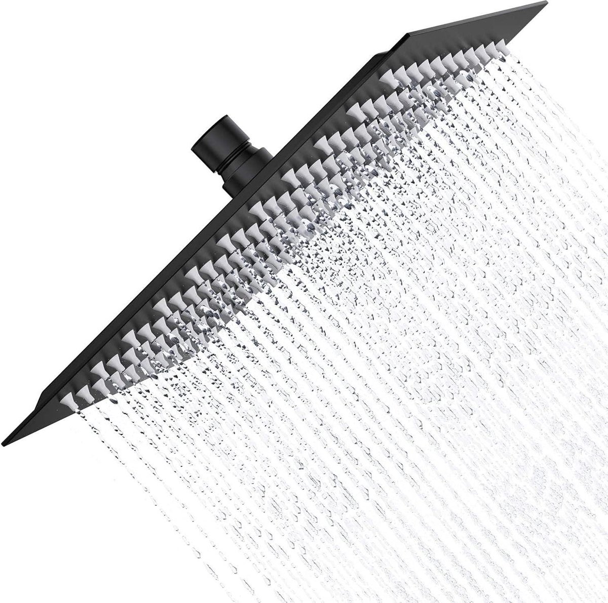Ultra Slim Zwarte 10 inch Roestvrij Staal Douchekop - Hoge Druk - Vierkant - Regenval - Krachtig - Badkamer Spray