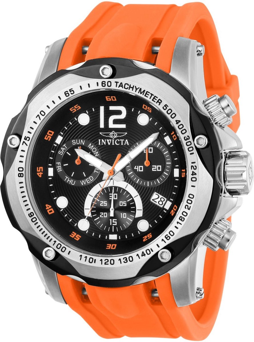 Invicta Speedway 20072 Heren Horloge - Waterdicht - Analoog - Quartz Uurwerk - Roestvrij Staal met zwarte Wijzerplaat - 51mm