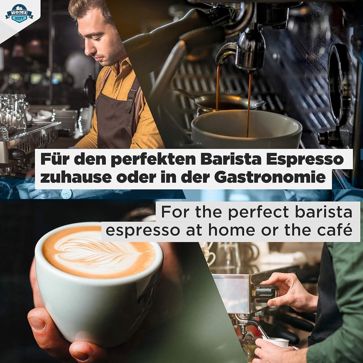 SILBERTHAL Abklopfbehälter für Siebträger Edelstahl - Version 2.0 - Tamperstation und Knock Box mit Silikonstange 2in1 - Abklopfbehälter - Geschenke für Baristas