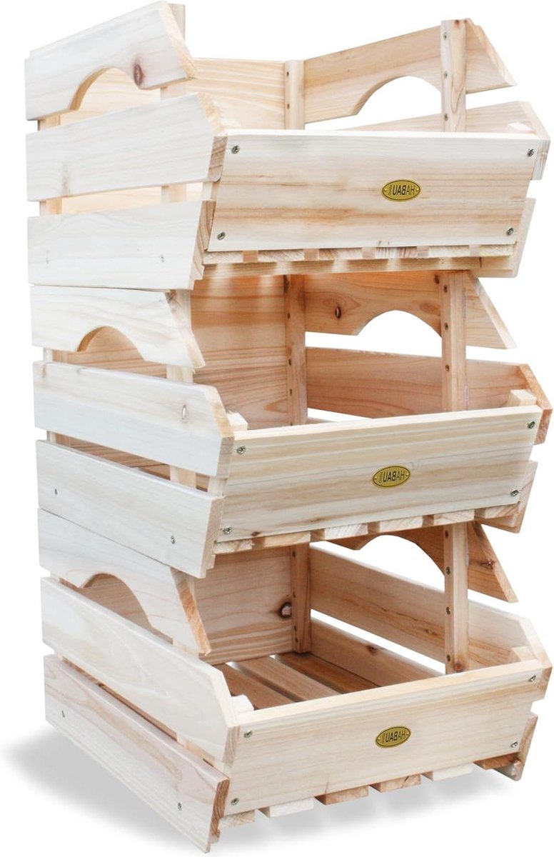 Fruitrek Universele Stapelkist Massief Hout Set Van 3 - opbergkist - stapelbaar