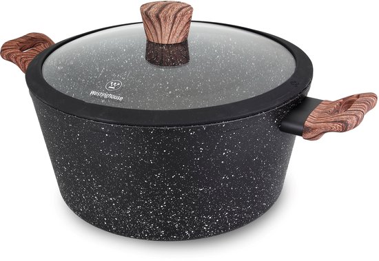 Westinghouse Braadpan – Ø 28 cm – Inductie – Inclusief Deksel – Black Marble Wood