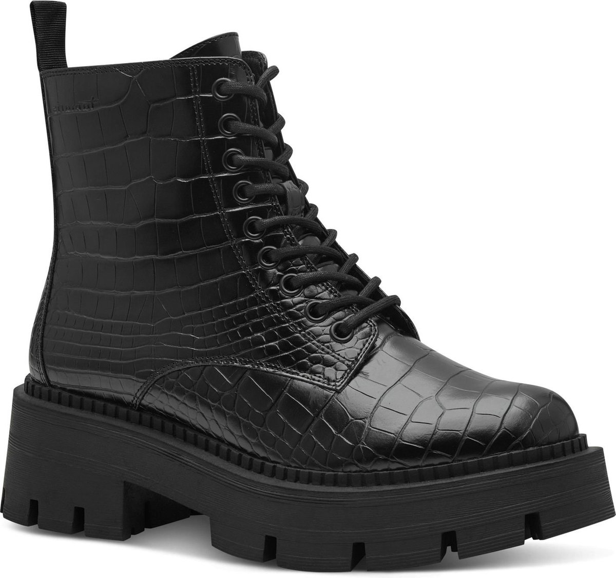 Tamaris dames veterboots met plateauzool zwart Maat 37 bol