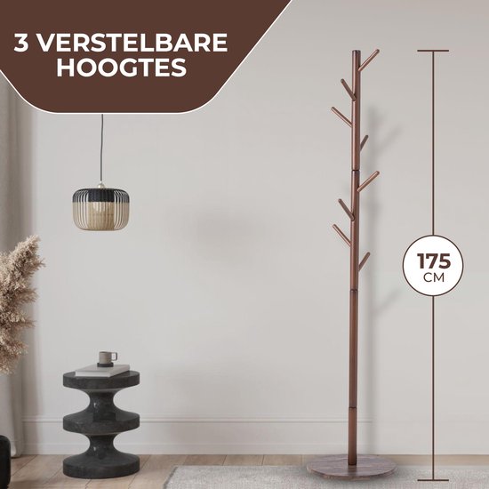 Bayt Porte-Manteau Sur Pied 175 Cm - Porte-Vêtements Bois Avec 8 Crochets, Design Moderne Noir (3 Jambes)