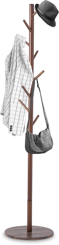 Bayt Kapstok - Staande kapstok - Kapstok Hout - Kapstok Staand - Garderoberek - 8 Haken - 175 cm - Bruin
