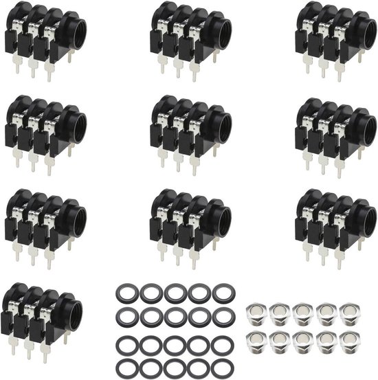 10st 6.35mm Mono Input Jack Vrouwelijke Connector Panel Mount Elektrische Gitaar Bas Jack Socket