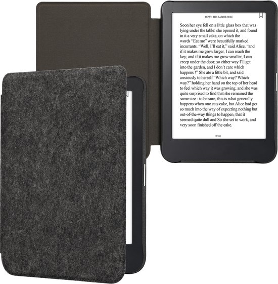 kwmobile hoes geschikt voor Kobo Clara 2E - e-reader beschermhoes van vilt - donkergrijs van kwmobile — afbeelding 2