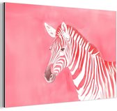 Aluminium schilderij 150x100 cm - Wanddecoratie metaal - Zebra - Pink - Verf - Metalen muurdecoratie woonkamer - Decoratie industrieel - Foto op dibond - Industriële accessoires slaapkamer