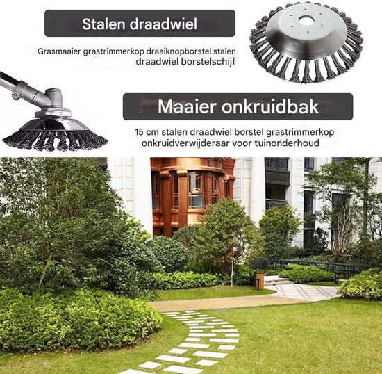 Onkruidborstel - Staaldraad Borstel - Roestbestendig - Tuingereedschap - Trimmer Accessoire - Volwassenen - Duurzaam - Zilver - 25.4x200mm - 1 Stuk van Merkloos	 — afbeelding 3
