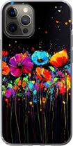 Telefoonhoesje Geschikt voor iPhone 13 Pro hoesje - Bloemen - Kleurrijk - Spetters - Siliconen Telefoonhoesje Telefoonhoesje