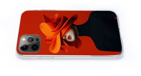 Telefoonhoesje Geschikt voor iPhone 13 Pro hoesje - Oranje - Hoed - Vrouw - Siliconen Telefoonhoesje Telefoonhoesje