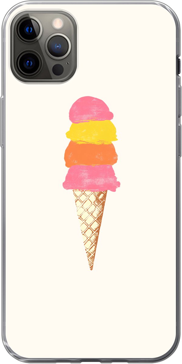 Telefoonhoesje Geschikt voor iPhone 13 Pro Max hoesje - Schepijs - Hoorntje - Illustratie - Minimalistisch - Siliconen Telefoonhoesje Telefoonhoesje