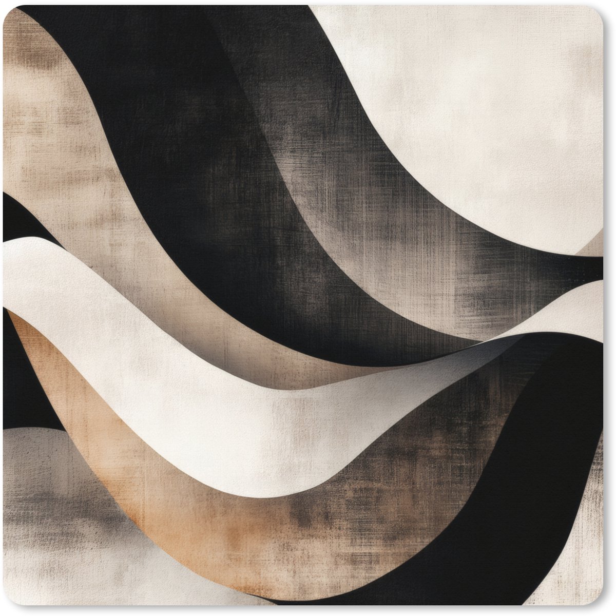 Muismat XXL 60x60 cm - Bureau onderlegger - Bureau mat Abstract - Golven - Zwart - Verweerd - Bureaumat - Gaming mousepad xl - Bureaulegger groot - Computer deskmat