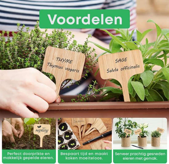 YUGN Étiquettes pour plantes 20 pièces - Bois - dont 1 stylo - Bouchons pour Plantes Étiquetage des plantes - Étiquetage des herbes - Étiquettes à coller Panneaux de potager - Astuce cadeau