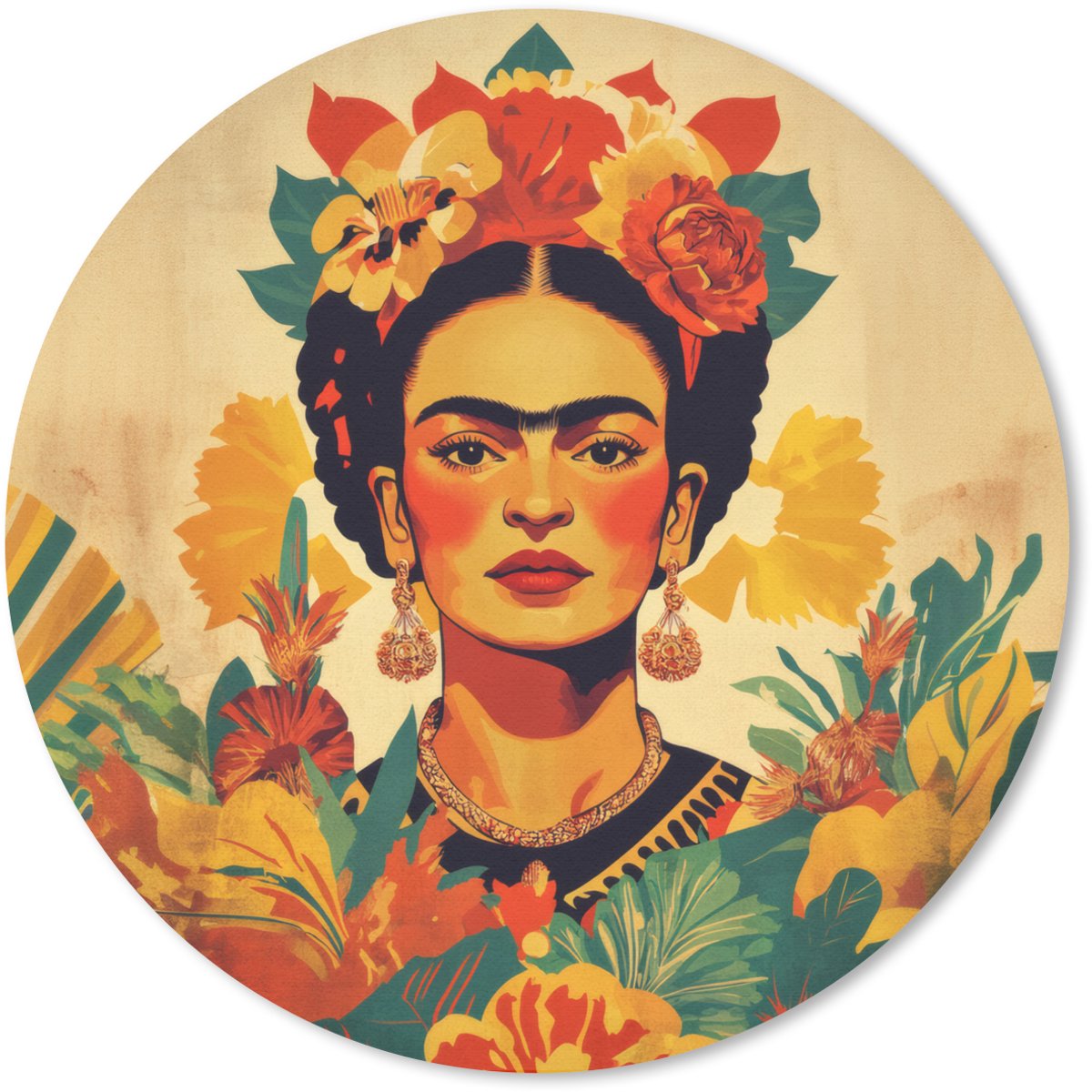 Muismat rond 40x40 cm - Mousepad Vrouwelijk - Bloemen - Sieraden - Ronde muismatten