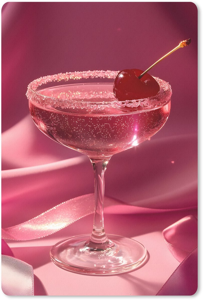 Muismat 18x27 cm - Mousepad Cocktail - Pink - Luxe - Muismatten
