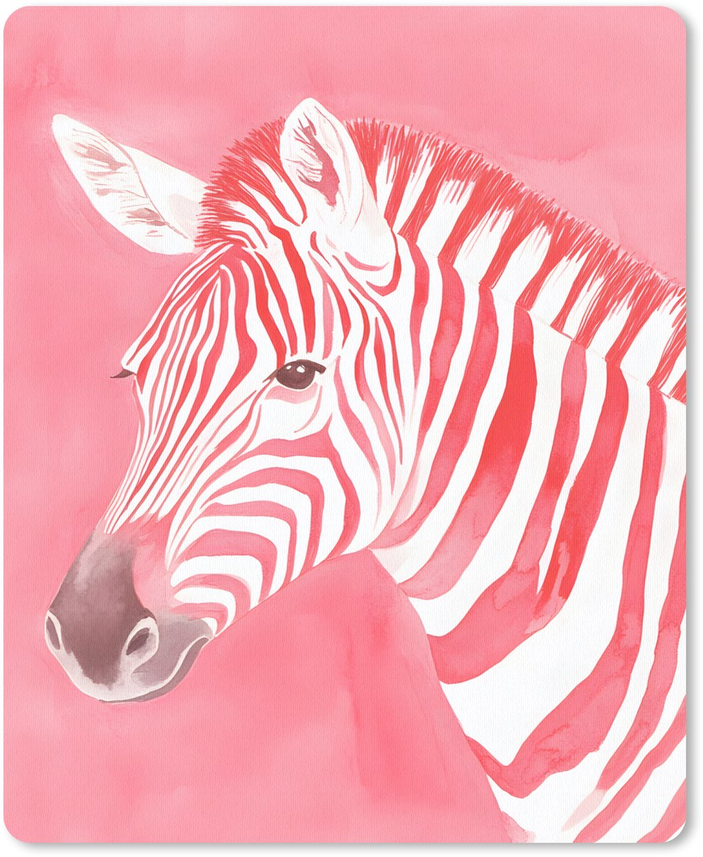 Muismat 19x23 cm - Mousepad Zebra - Pink - Verf - Muismatten
