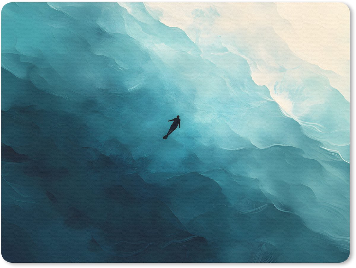 Muismat 23x19 cm - Mousepad Zee - Silhouet - Abstract - Blauw - Muismatten