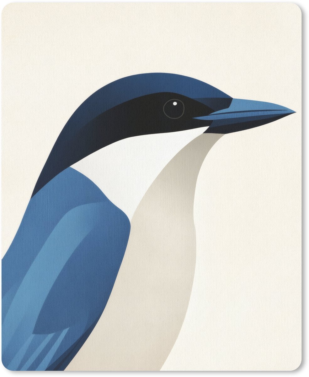 Muismat 19x23 cm - Mousepad Illustratie - Blauw - Vogel - Muismatten
