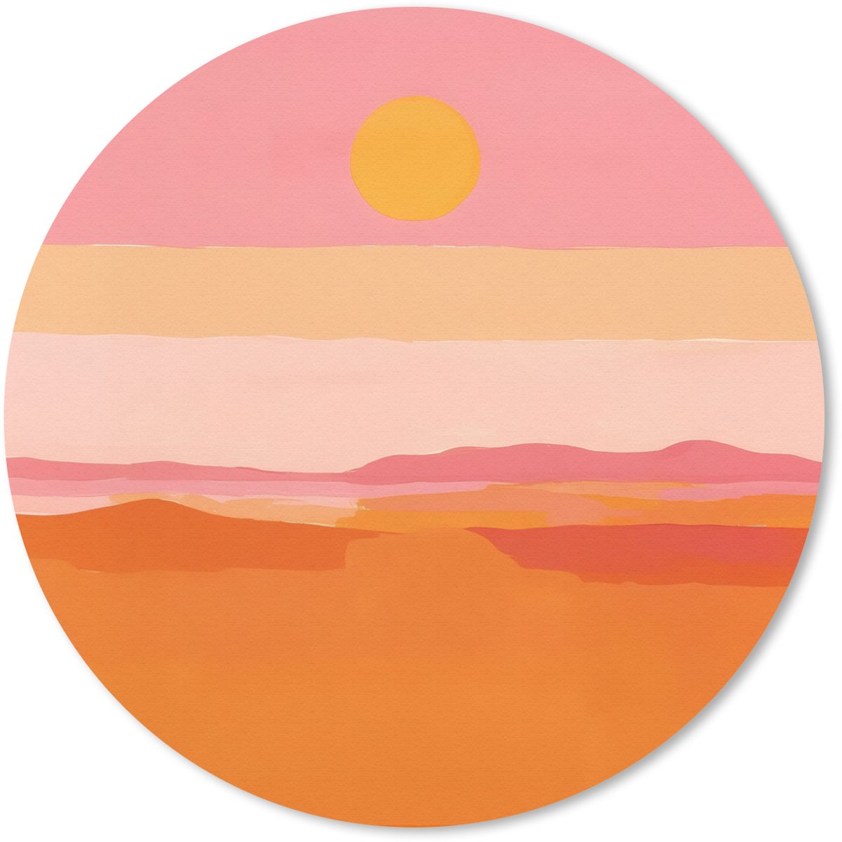 Muismat rond 30x30 cm - Mousepad Zon - Abstract - Landschap - Oranje - Ronde muismatten
