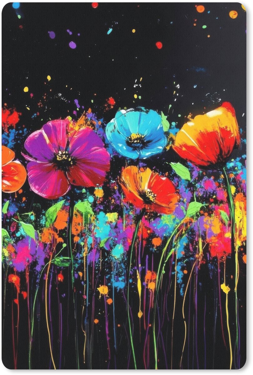 Muismat 18x27 cm - Mousepad Bloemen - Kleurrijk - Spetters - Muismatten