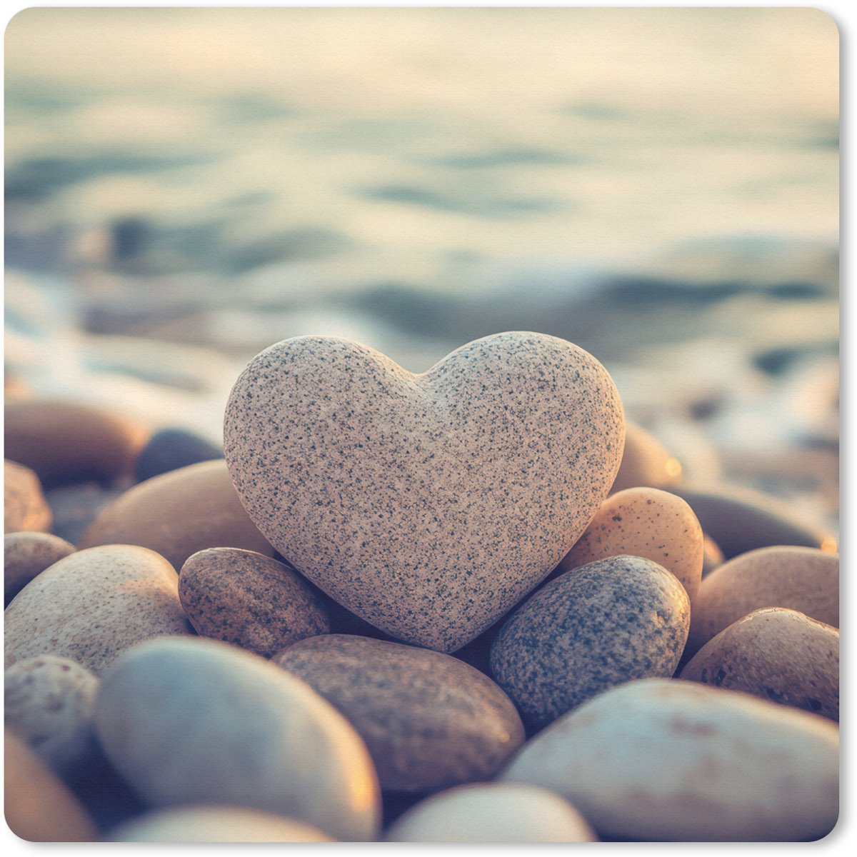 Muismat 30x30 cm - Mousepad Hart - Stenen - Natuur - Keien - Zen - Kiezelstenen - Muismatten