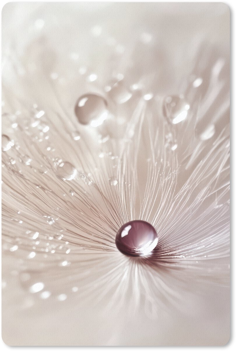 Muismat 18x27 cm - Mousepad Bloem - Abstract - Wit - Water - Natuur - Muismatten