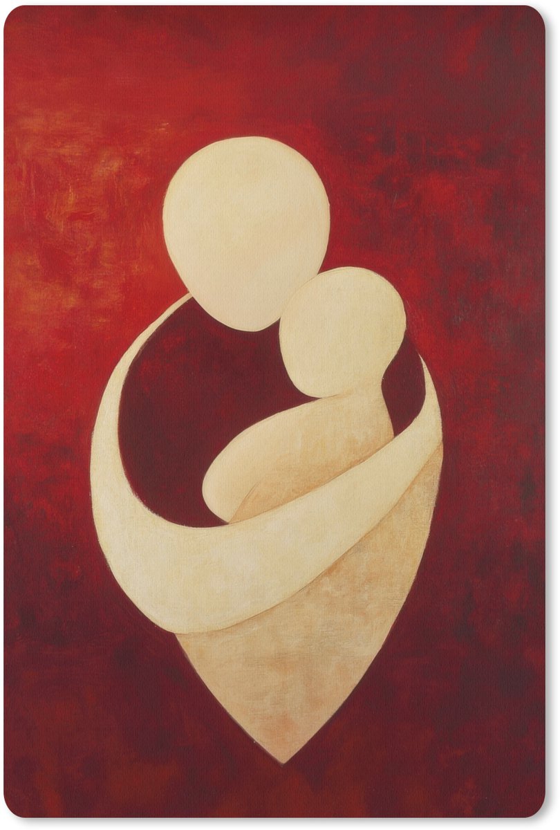 Muismat 18x27 cm - Mousepad Abstract - Moeder - Kind - Rood - Muismatten