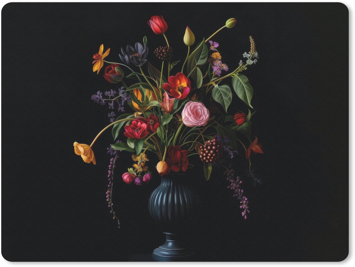 Muismat 23x19 cm - Mousepad Bloemen - Bessen - Klassiek - Muismatten