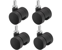 SOTECH Set van 4 Meubelwielen AACHEN met M8 x 15 mm schroefdraad (Ø 35 mm, 40 kg draagvermogen per wiel, 360 graden draaibaar, zwart)