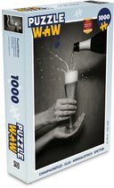 Puzzel Champagnefles - Glas - Minimalistisch - Spetters - Legpuzzel - Puzzel 1000 stukjes volwassenen