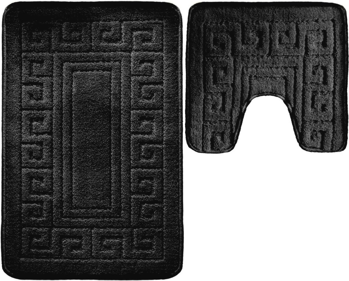 Antislip Griekse jacquard badmat set - absorberend, machinewasbaar, 4 kleuren