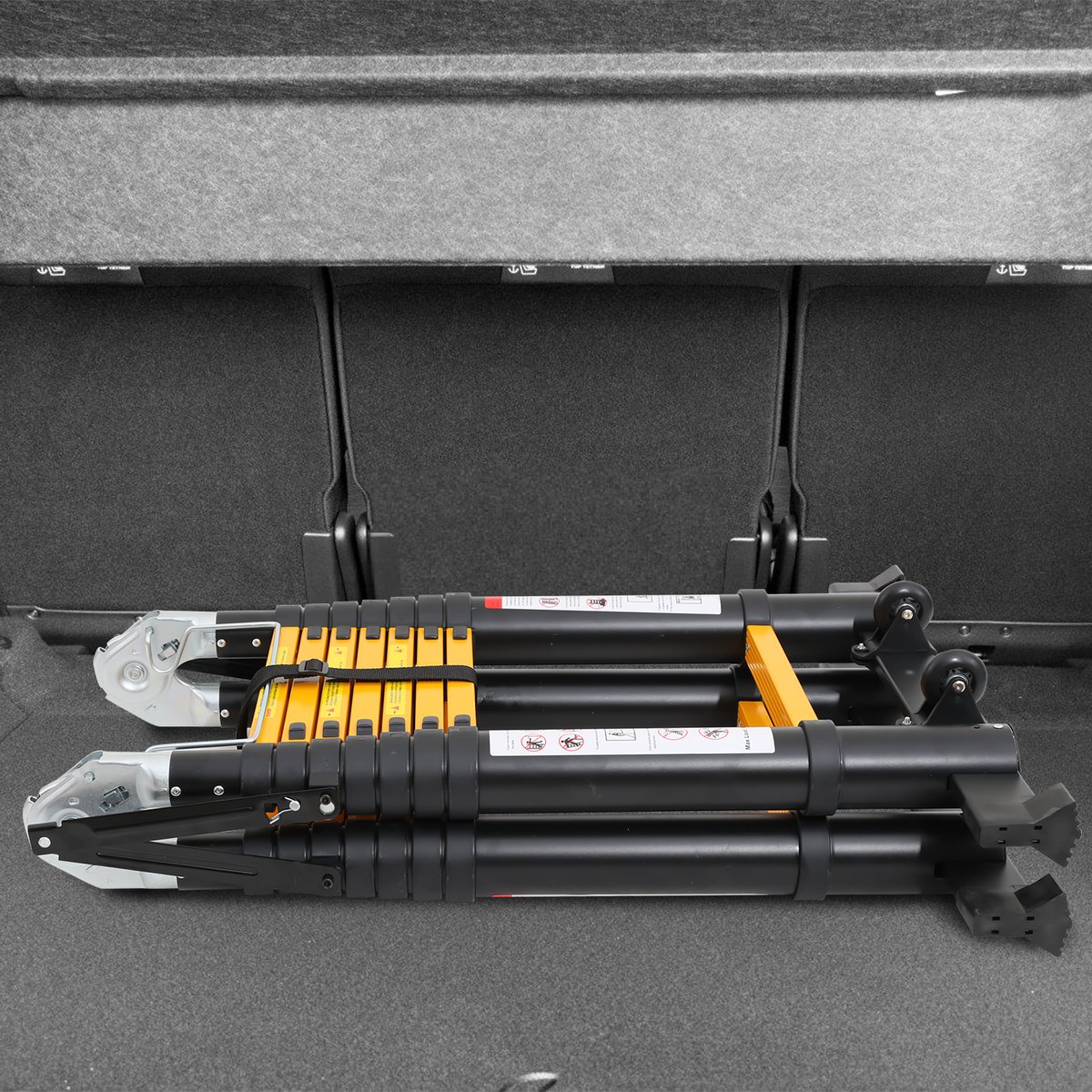 Telescopische Ladder - Telescoopladder - 2,5m+2,5m zwart, Compact en Draagbaar met Soft Closing Systeem, Geschikt voor Particulier en Professioneel Gebruik, Telescopische Vouwladder, Max. Belasting 150 kg – foto 6