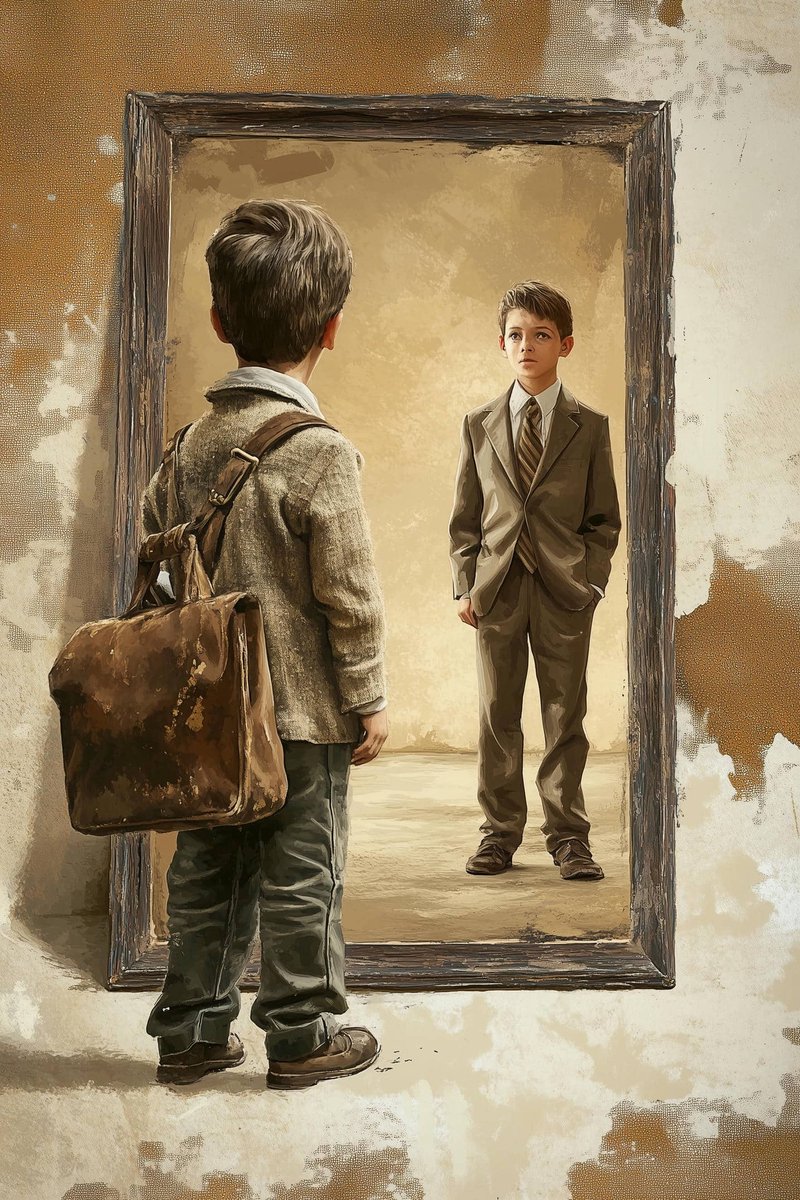 Jongen Poster - Spiegel - Reflectie - Aquarel - Kunst - Mystiek - Expressief - posters - f