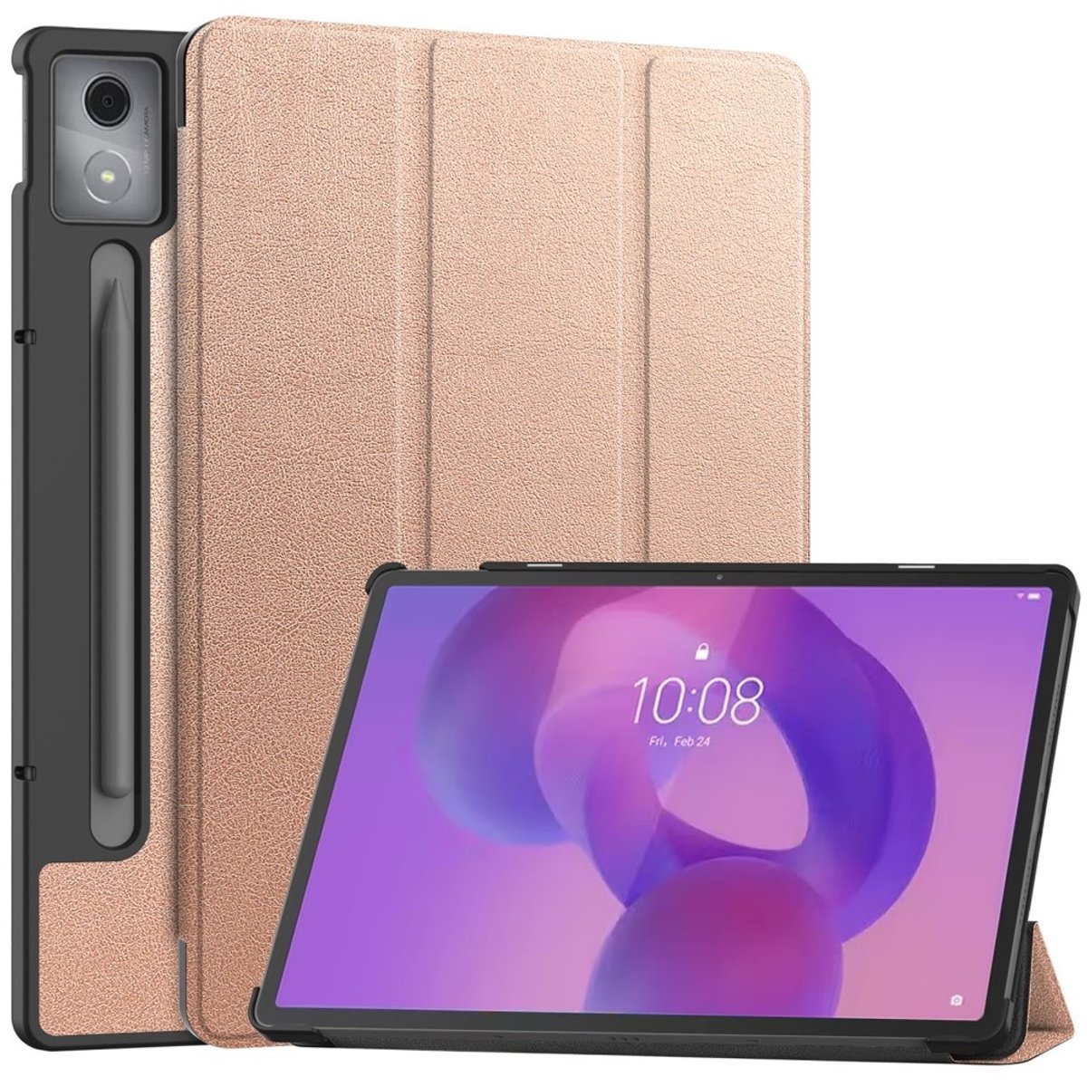 Coverup Tablethoes geschikt voor Lenovo Idea Tab Pro Hoesje - Tri-Fold Book Case met Wake/Sleep - Rose Gold