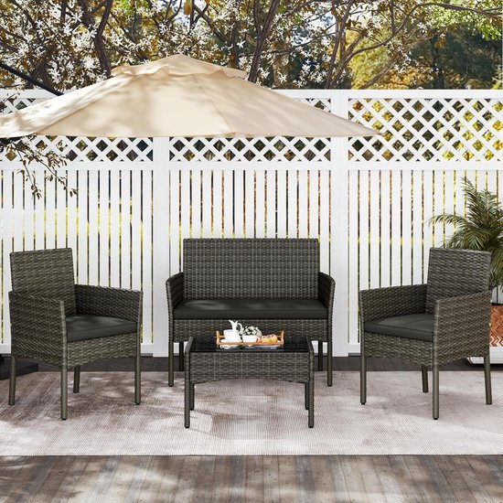 GOPLUS Balkonset Acaciahout – 3-delig: Rond Tafel + 2 Stoelen Met Kussens, Inklapbaar, Voor Tuin & Balkon (Blauw)