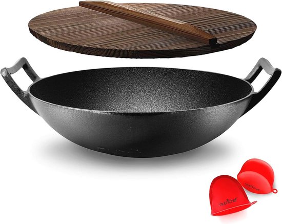 MAYSTERNYA Gietijzeren Braadpan - 5 Liter - Geschikt Voor Inductie Glazen Deksel Braadpan Gietijzer Pannen Kookpan Pannenset Cadeau Pfas Vrij Mat Zwart