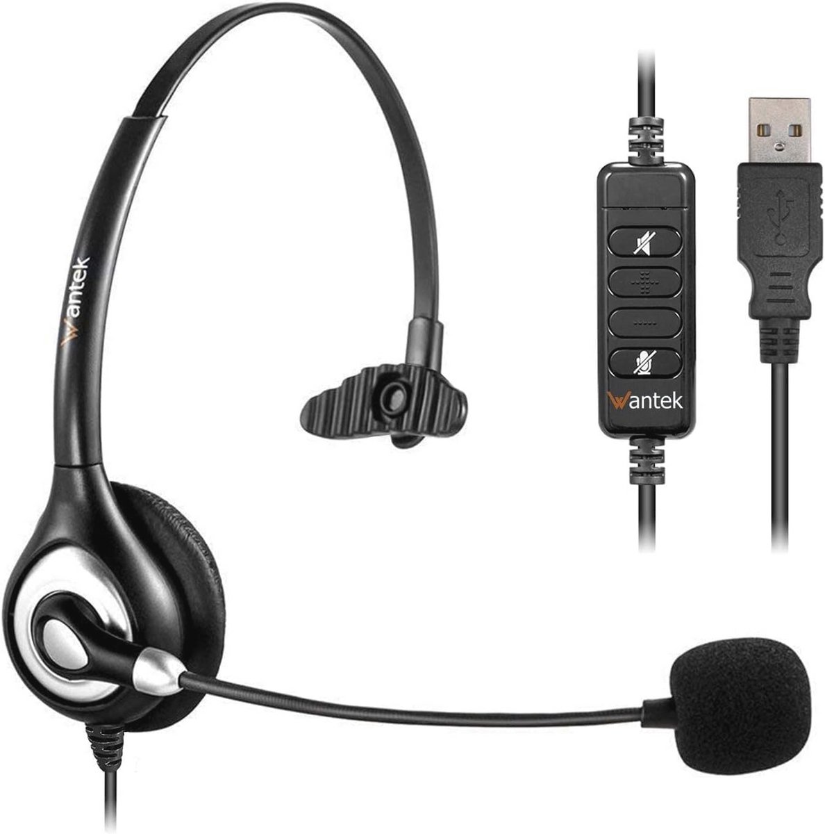 USB/type-C Headset met Microfoon Mono voor PC en Laptop - Ruisonderdrukkende Microfoon voor Callcenter en Online Conferentie