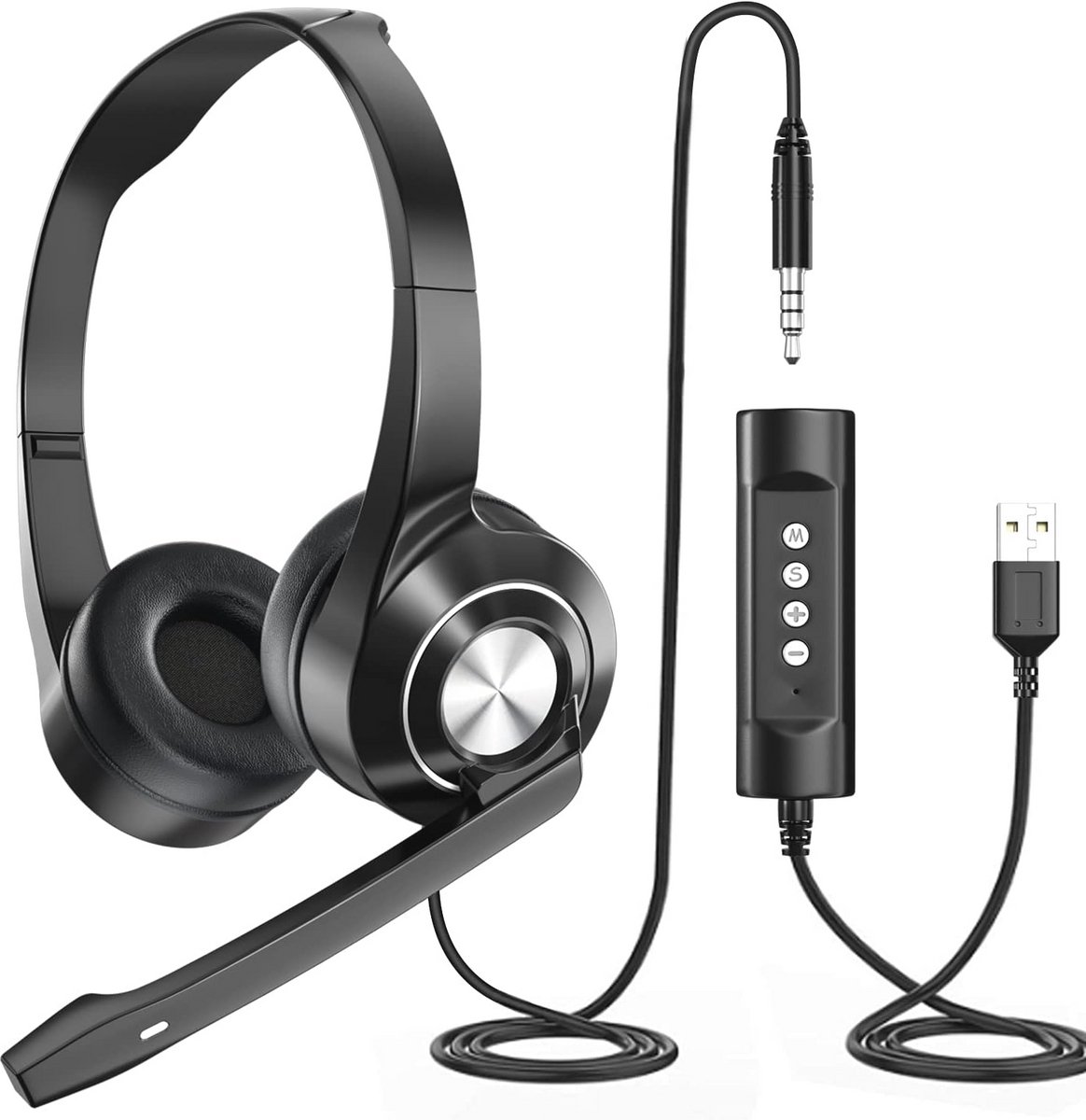 Comfortabele USB/3,5mm Headset met Ruisonderdrukking voor Duidelijke Gesprekken en Muziek