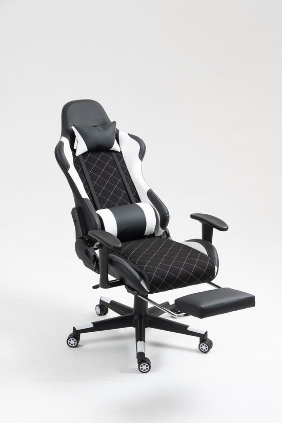 VDD Gaming Gamestoel Ergonomisch Zwart-Wit met Voetsteun - VDD - €82,95