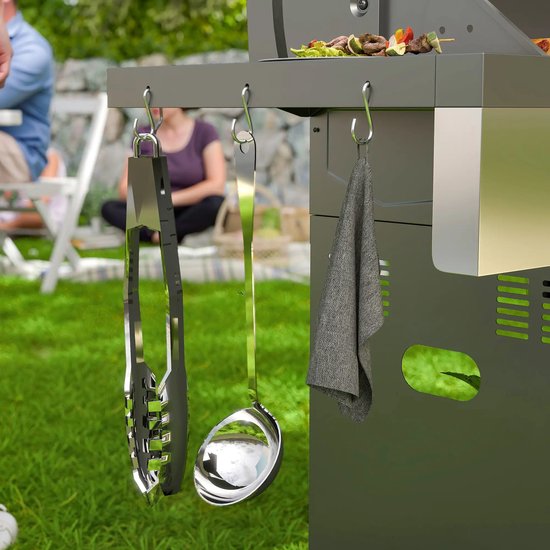Gasbarbecue - Gasbarbecue en grill - 6 Branders - Met slang en thermometer - zilver van Merkloos — afbeelding 5