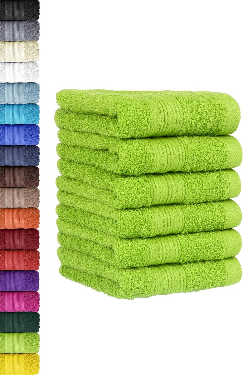 Famanu - Set van 6 handdoekenset voor gasten, handdoeken met ophanglus van zacht katoen, 30 x 50 cm, gastendoekjes voor de handreiniging, Öko-Tex Standard 100 gecertificeerd, appelgroen