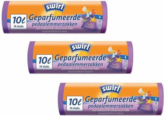 Swirl Geparfumeerde pedaalemmerzakken trekband 10ltr - Multipack 3 x 14  stuks | bol.com