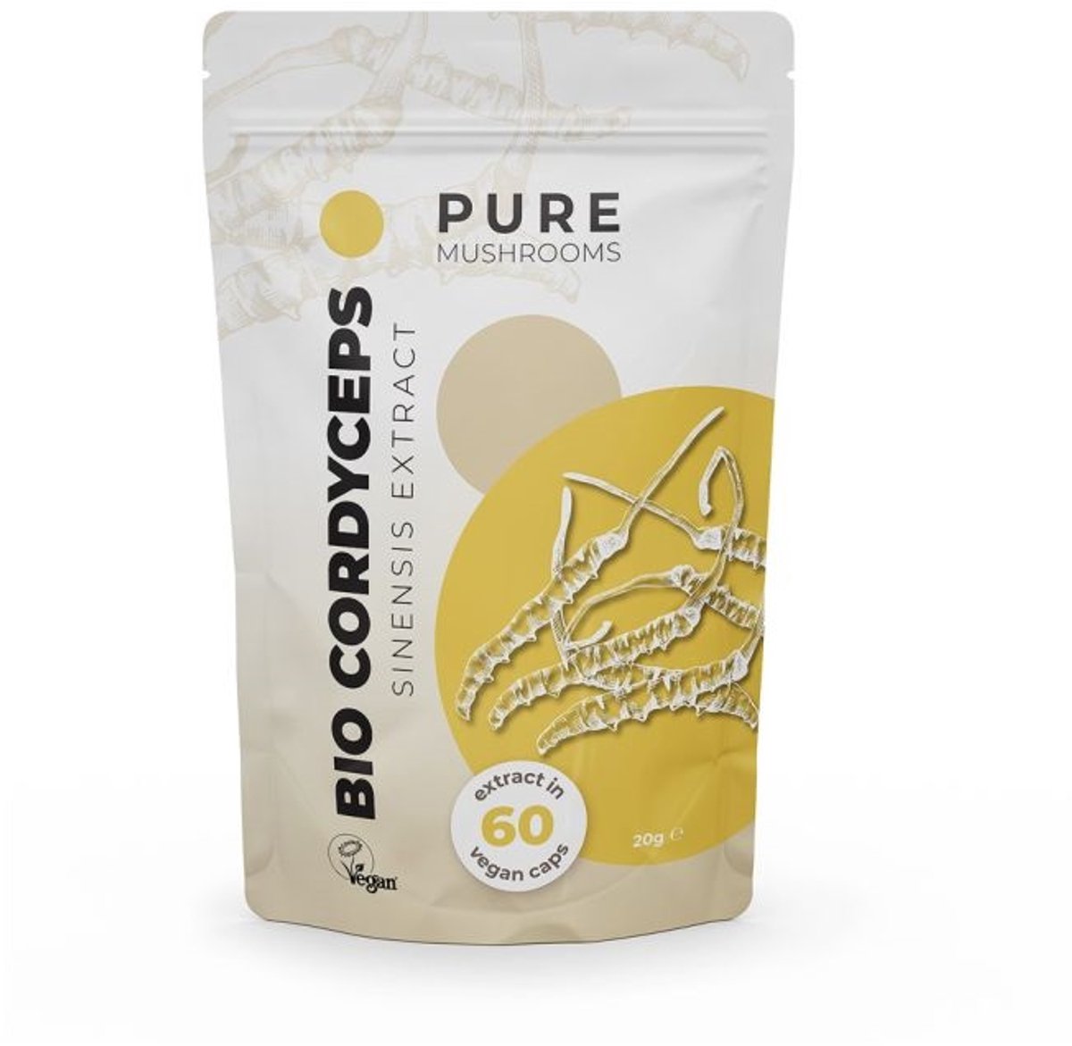 Goedkoopste Pure Mushrooms Cordyceps paddenstoel extract bio 60 Vegetarische capsules